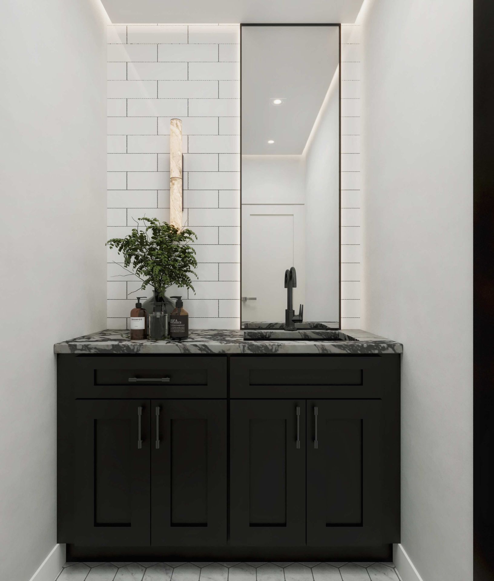 Midnight Iron Shaker single cabinet unit in deep black finish.