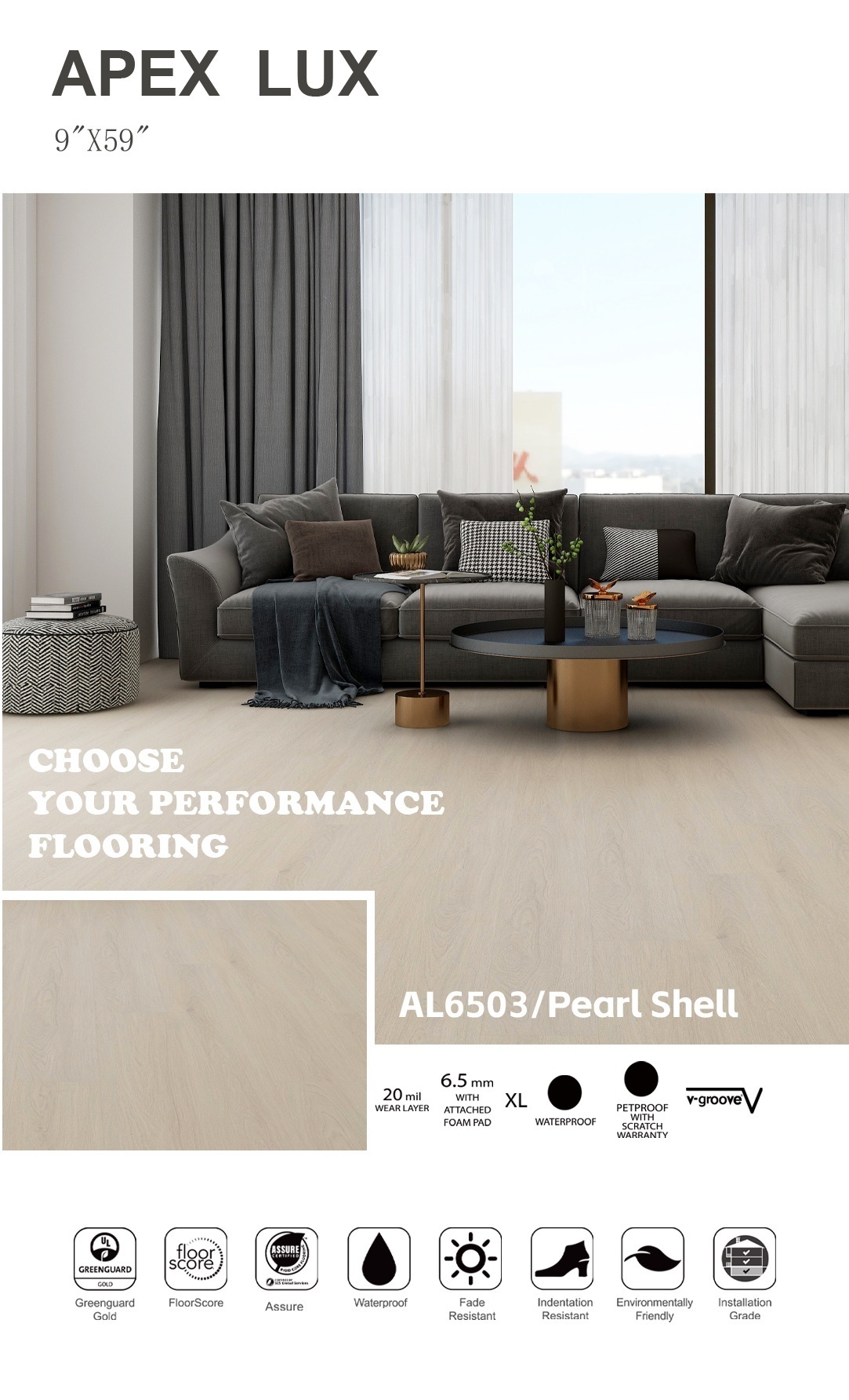 Elegant dining area featuring scratch-resistant Apex Lux flooring.