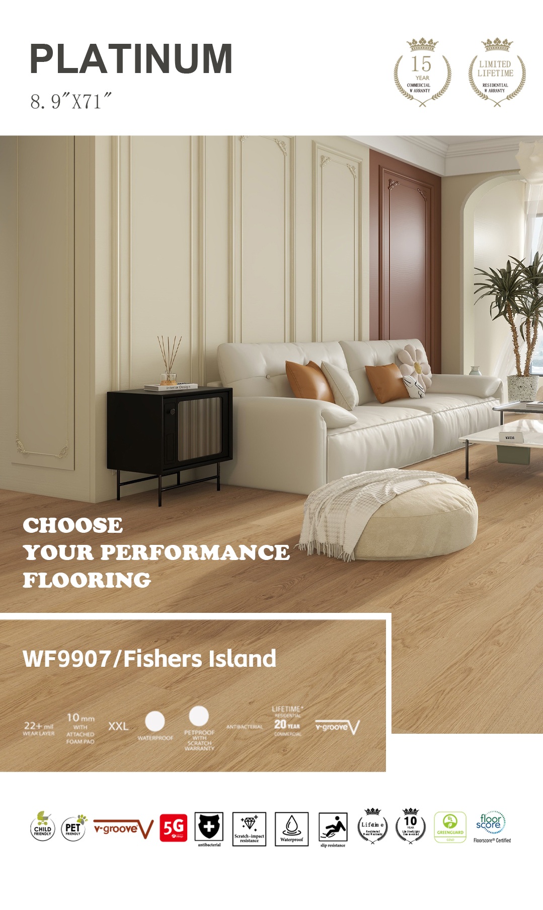 Durable vinyl flooring installation in a modern kitchen and dining space Orlando.